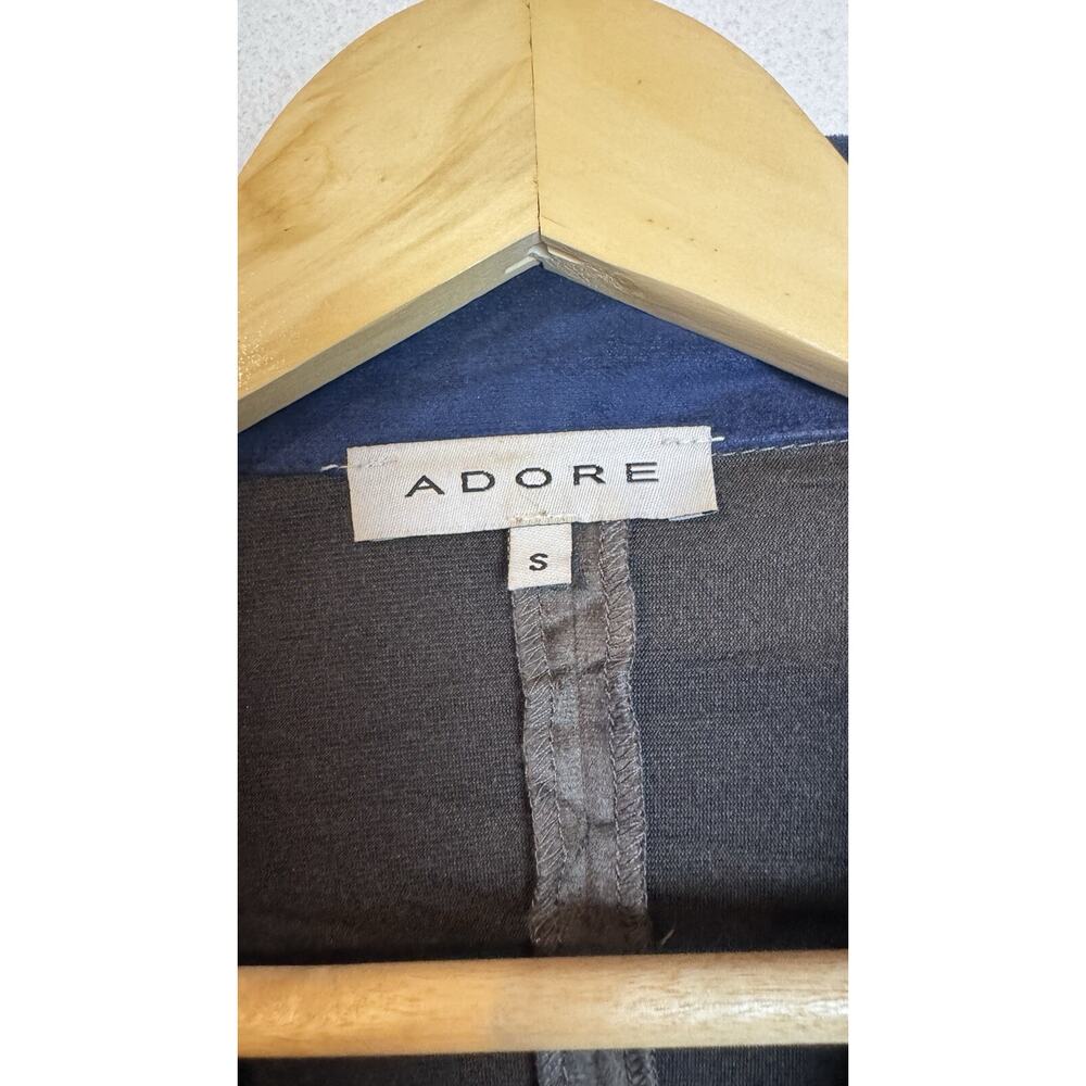 Adore Blue Gray Velvet Draped Asymmetric Zip Hi-Lo Hem Moto Jacket Small - Picture 9 of 11